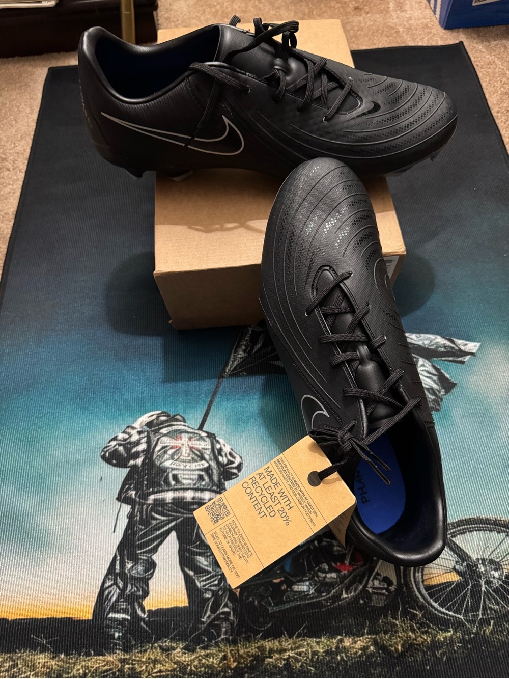 Nike Black Men’s Soccer Cleats with White Swoosh